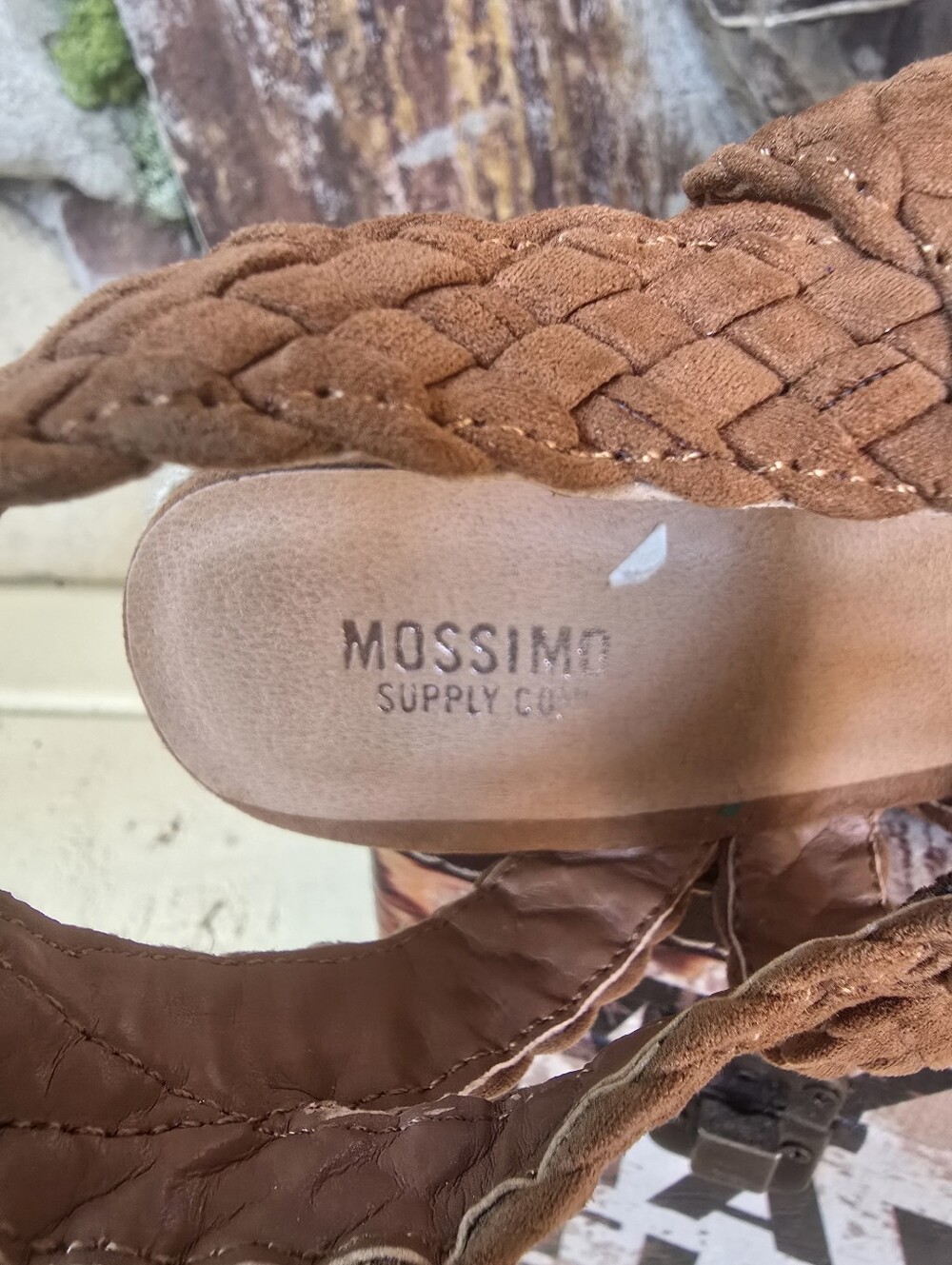 Tan Braided Leather Lace-Up Espadrille Wedges - Picture 4 of 5